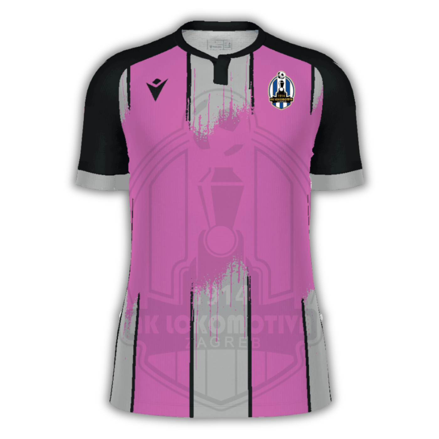 Gostujući dres NK Lokomotive Zagreb 2025/26 – ružičasti Macron dres s crnim rukavima